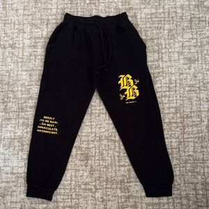 Black Joggers with Yellow Print